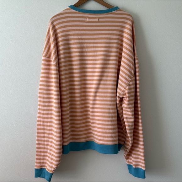 Free People Oversized Classic Striped Slouchy Crewneck Lightweight Sweater Top - Picture 8 of 11
